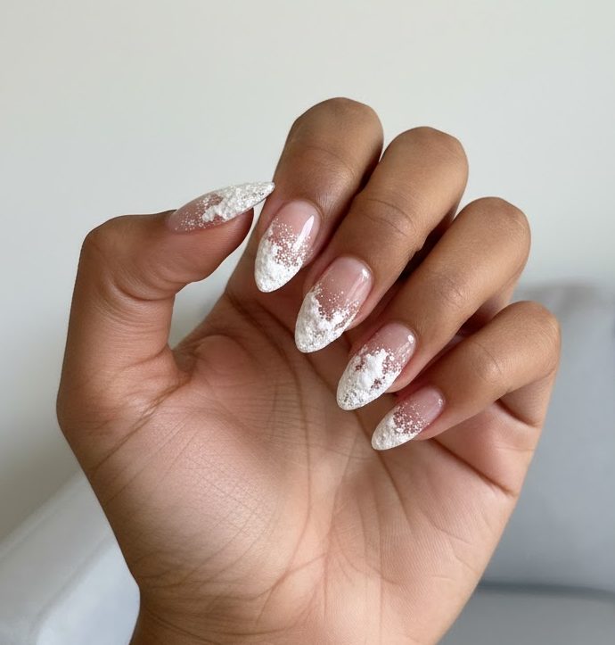 white glitter nails