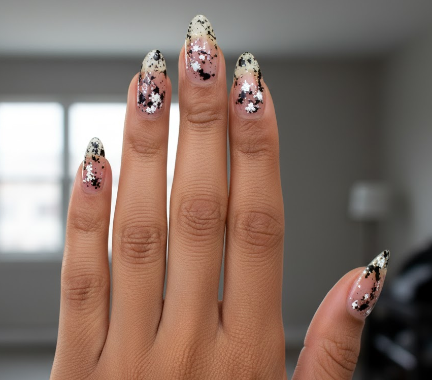 white glitter nails