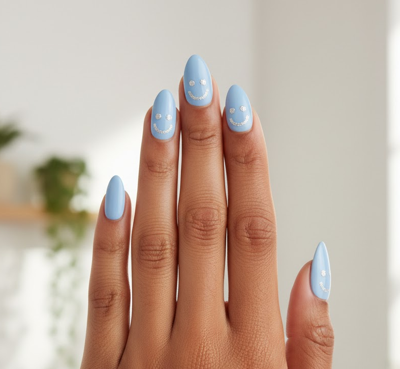 white glitter nails