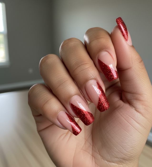 red glitter nails