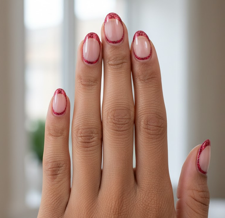 red glitter nails
