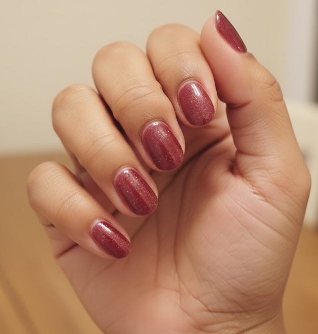 burgundy glitter nails