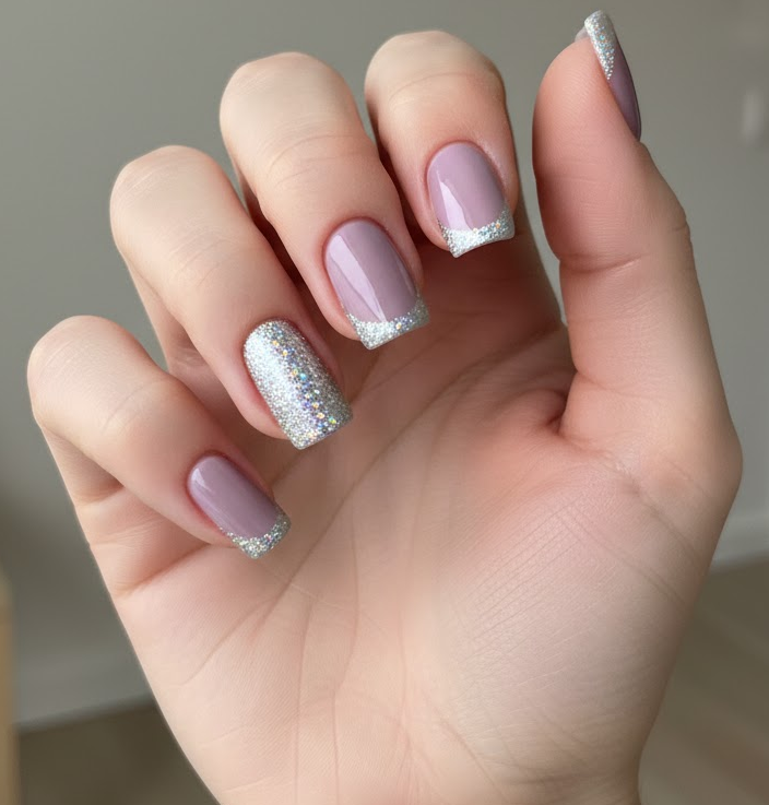 lavender glitter nails
