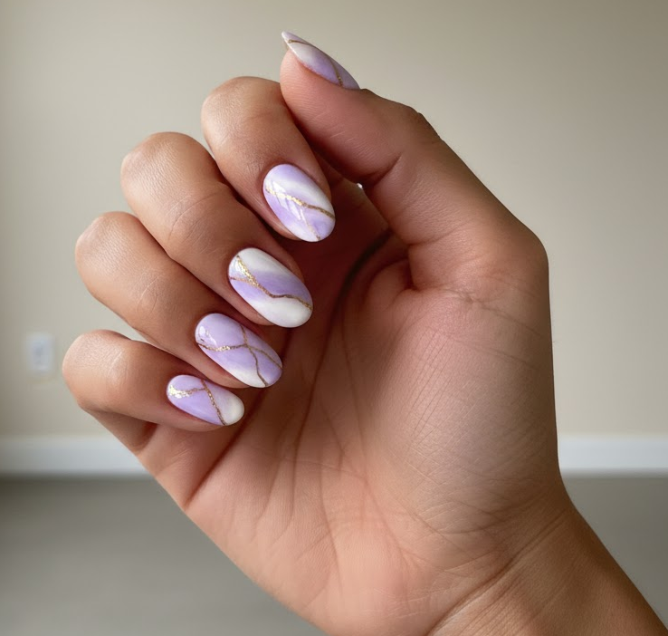 lavender glitter nails