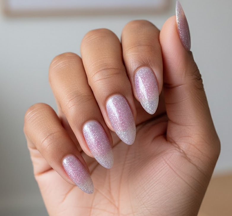 lavender glitter nails