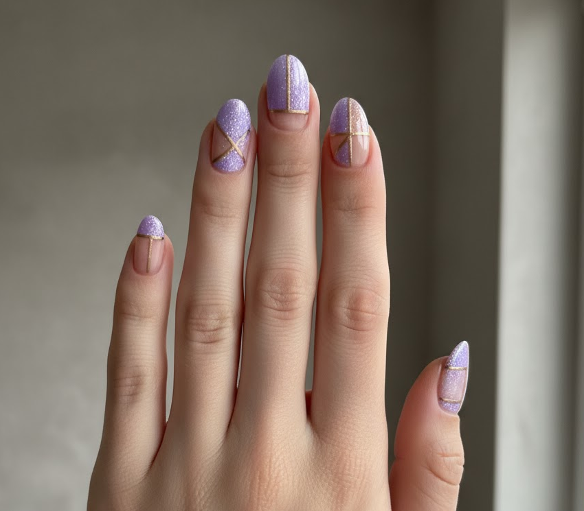 lavender glitter nails