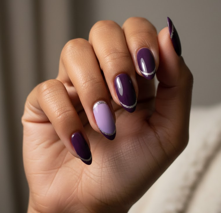 lavender glitter nails