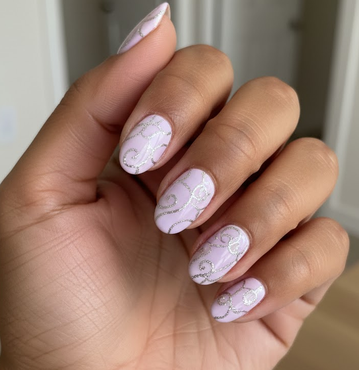 lavender glitter nails
