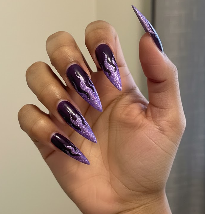 lavender glitter nails