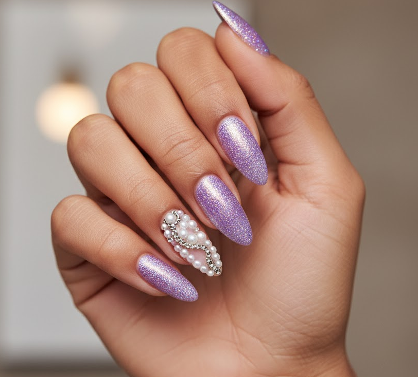lavender glitter nails