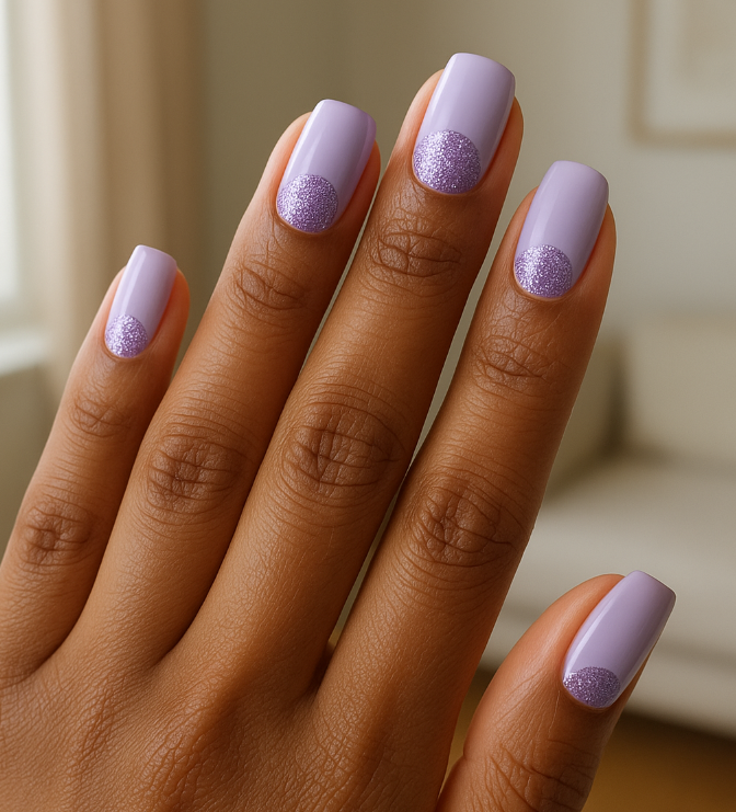 lavender glitter nails