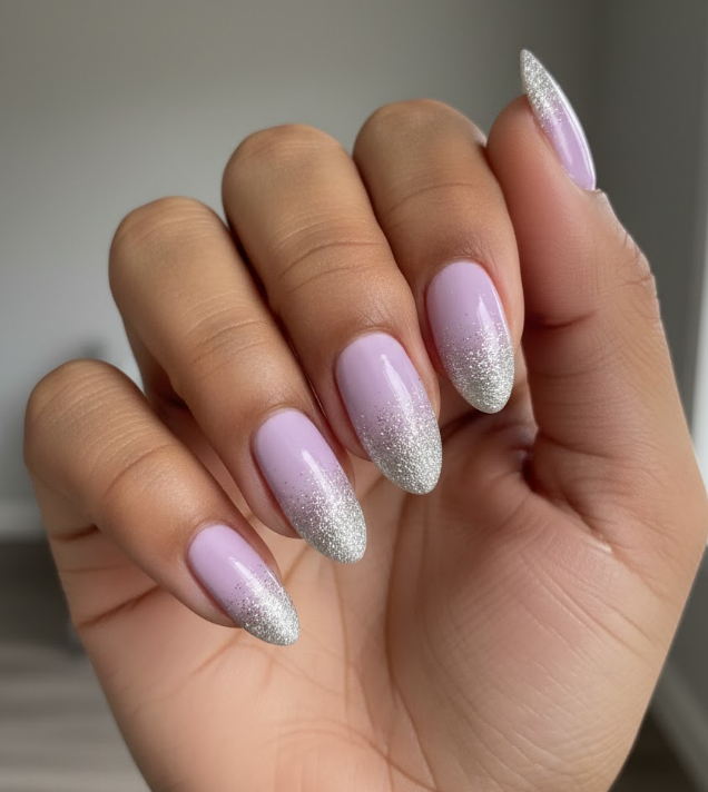 lavender glitter nails