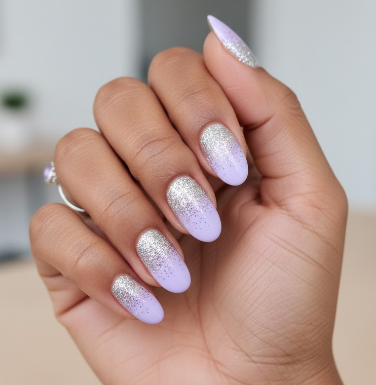 lavender glitter nails