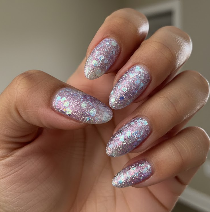 lavender glitter nails