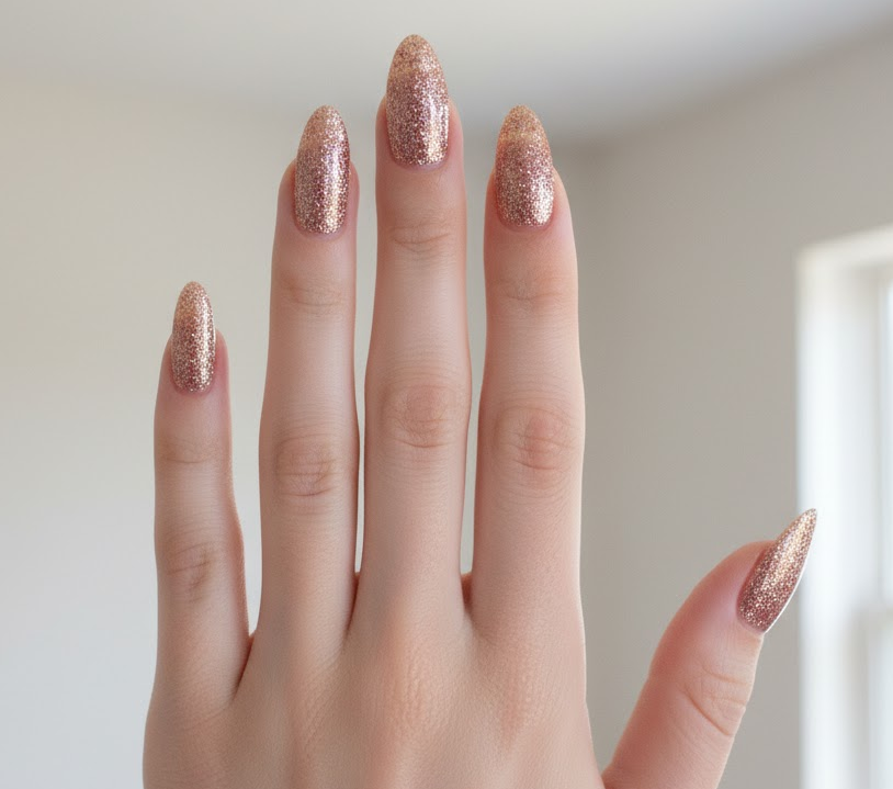 rose gold glitter nails