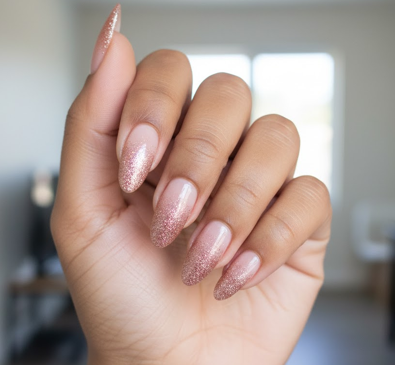 rose gold glitter nails