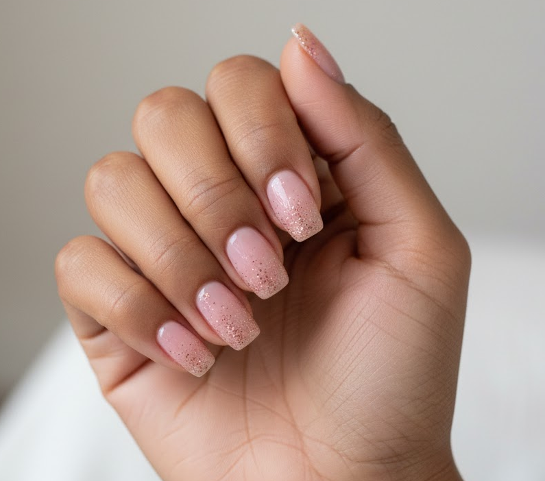 rose gold glitter nails