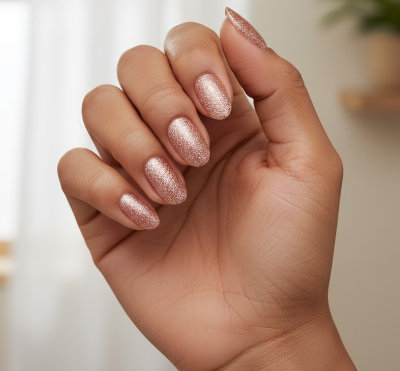 rose gold glitter nails