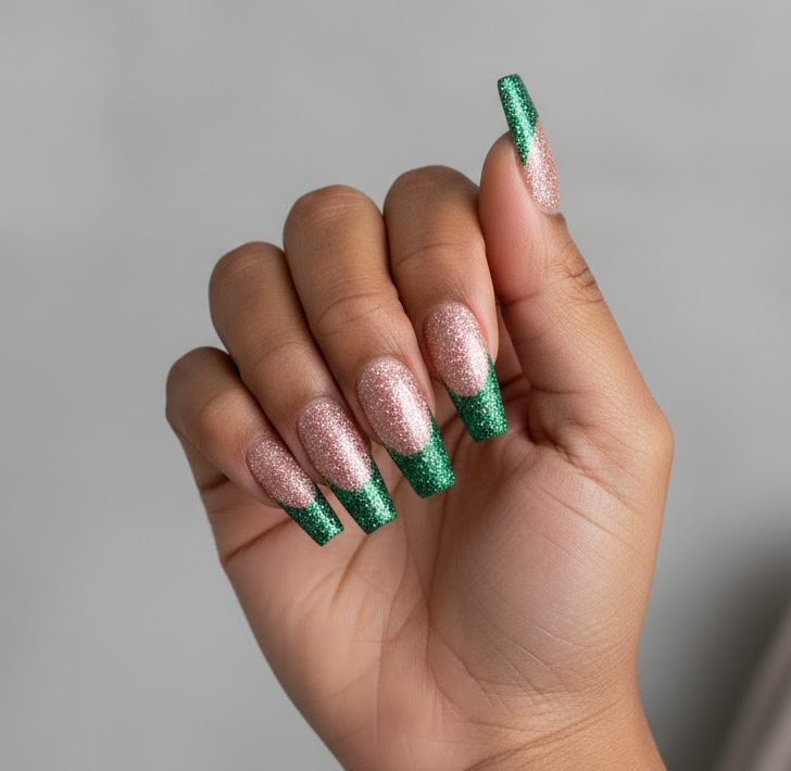 rose gold glitter nails