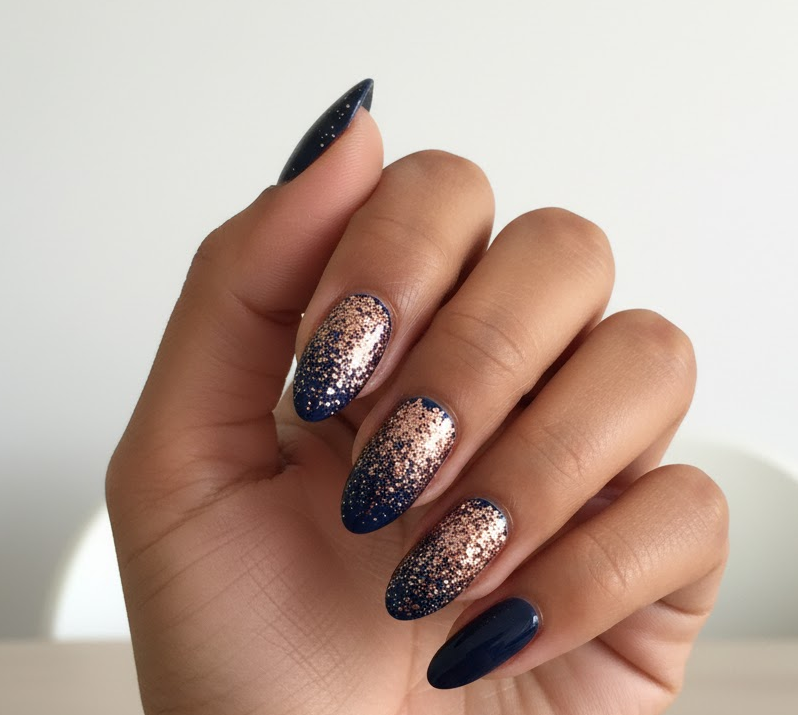 rose gold glitter nails