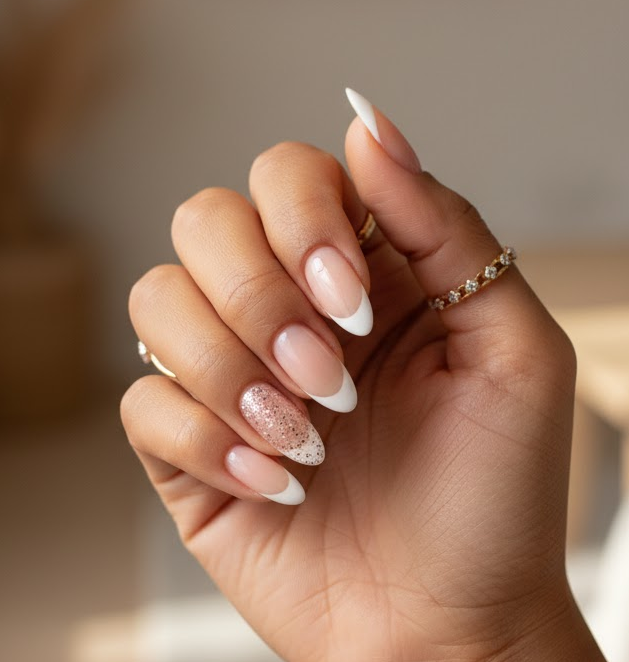 rose gold glitter nails