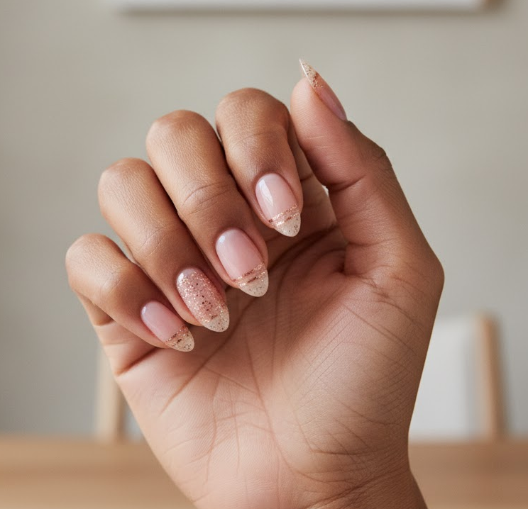rose gold glitter nails