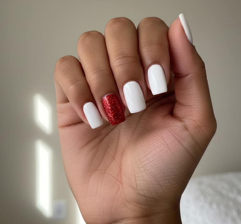 red glitter nails