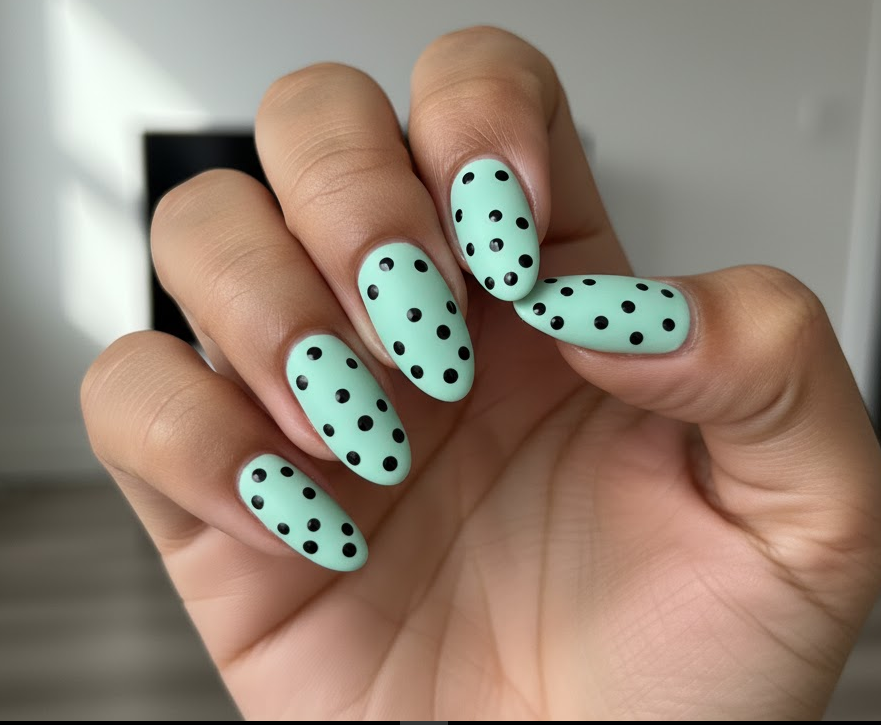 mint green glitter nails