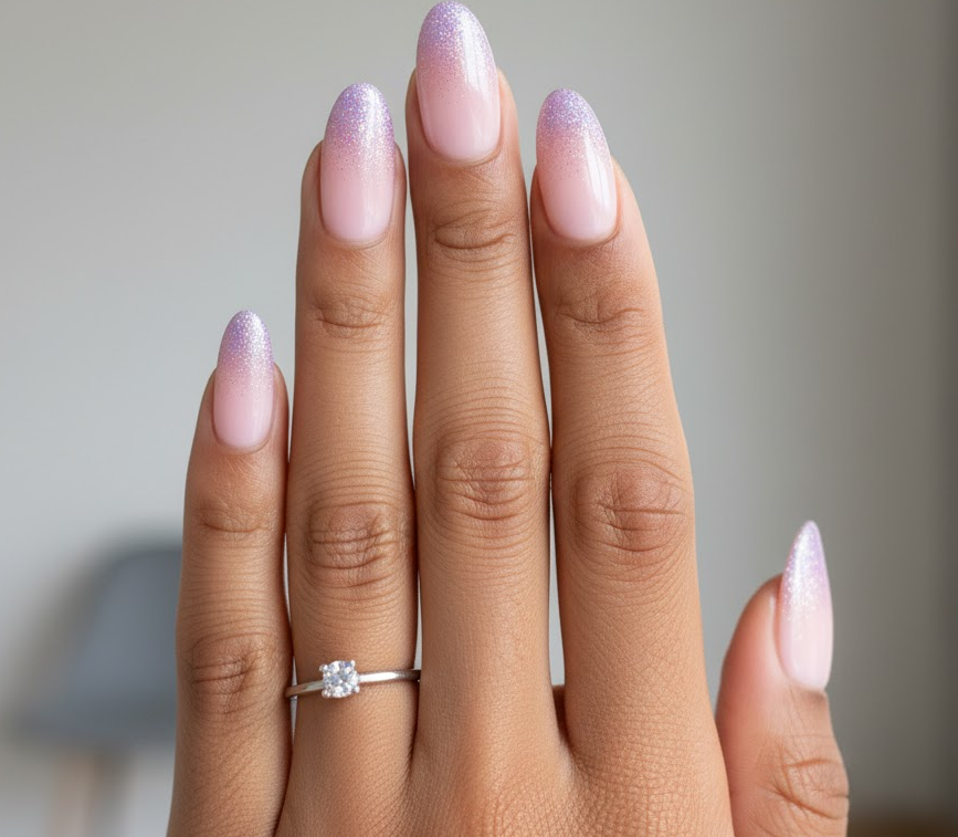 light pink glitter nails