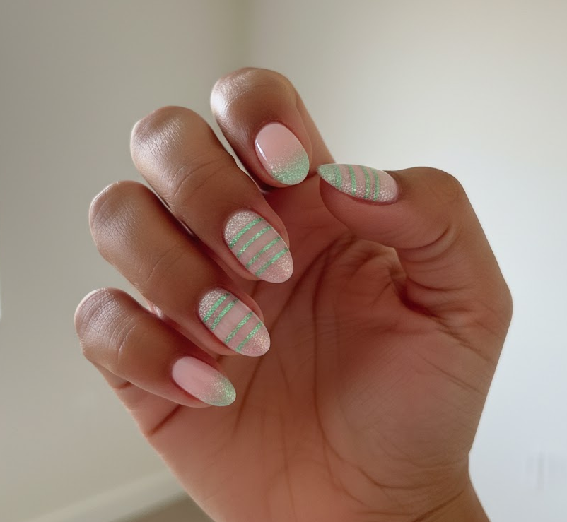 light pink glitter nails