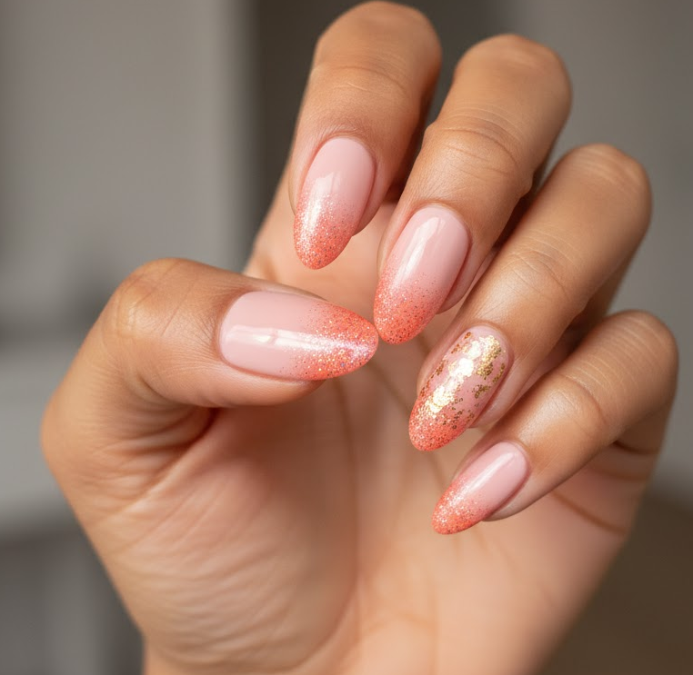 light pink glitter nails