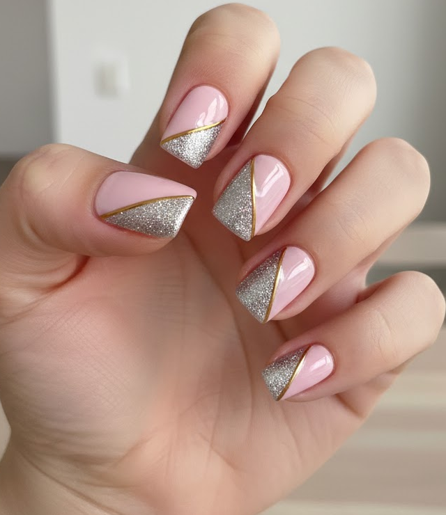 light pink glitter nails
