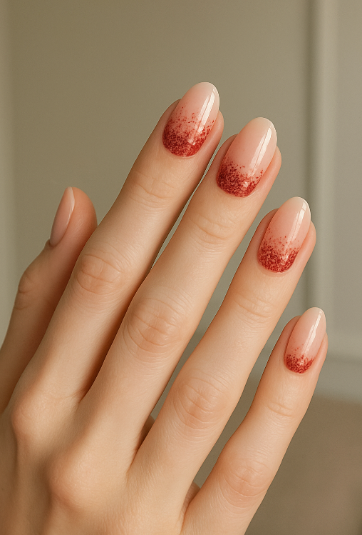red glitter nails
