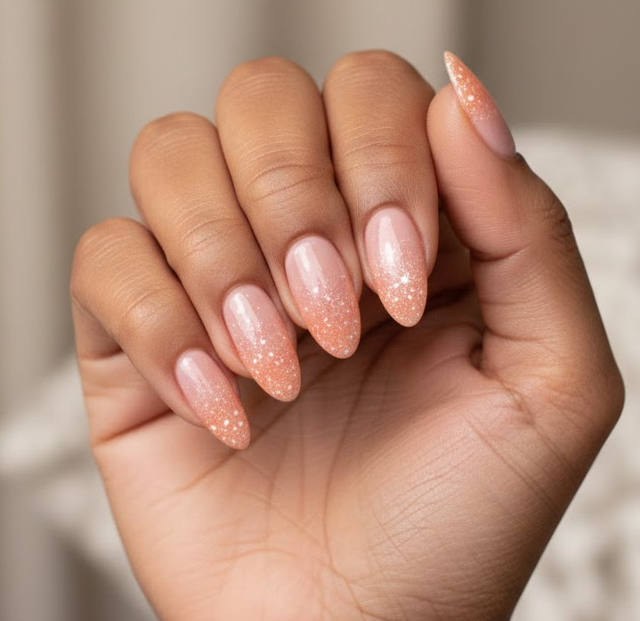 light pink glitter nails