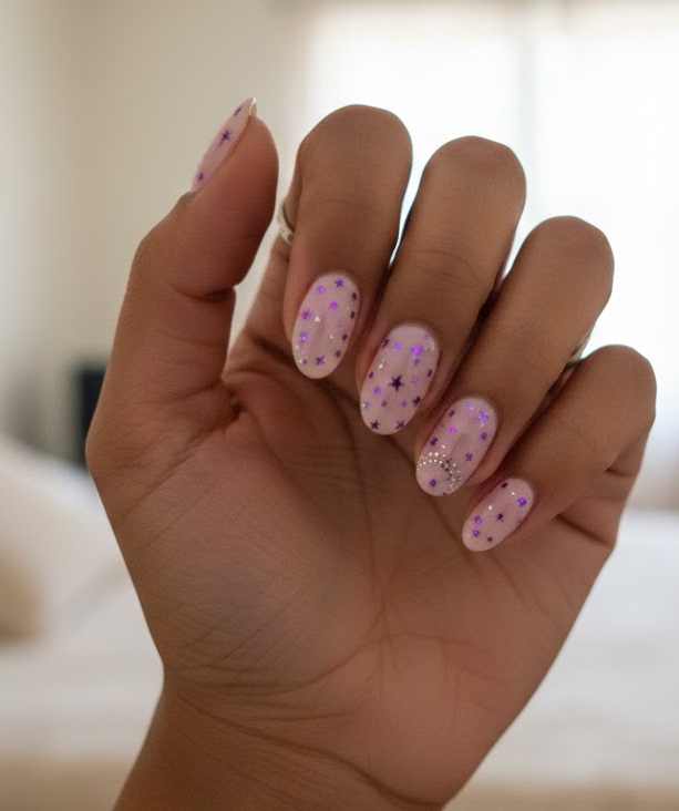 light pink glitter nails