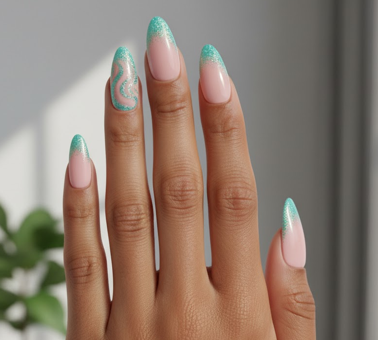 light pink glitter nails