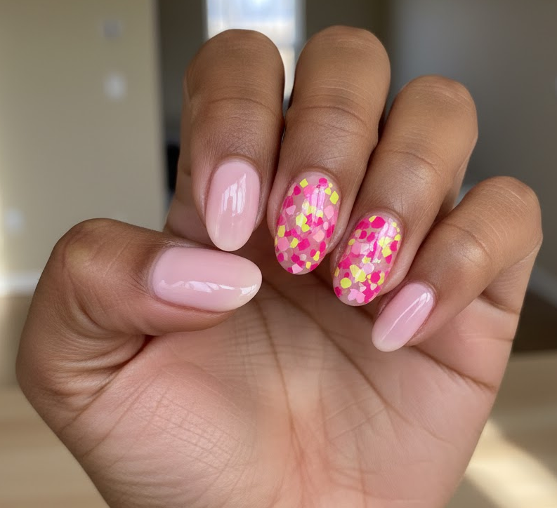 light pink glitter nails