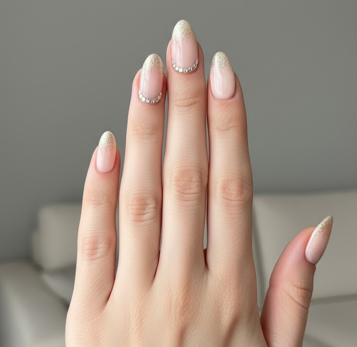 light pink glitter nails