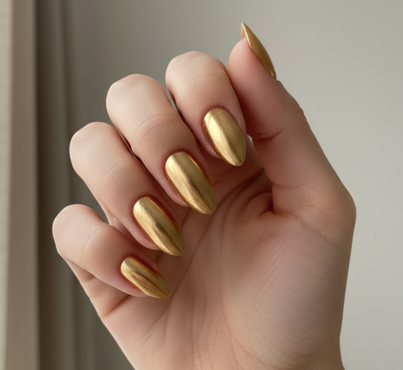 gold glitter nails