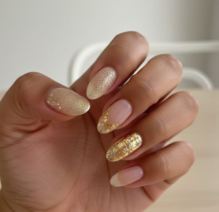 gold glitter nails