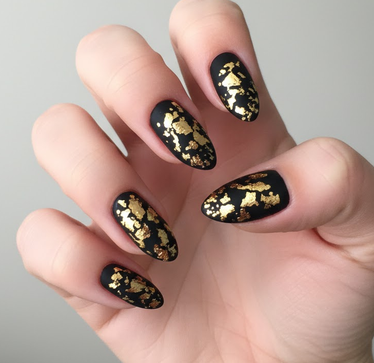 gold glitter nails