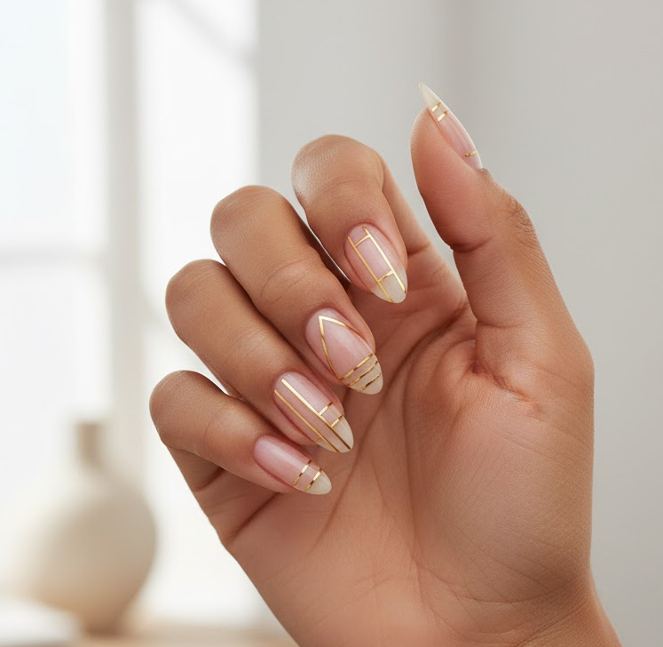 gold glitter nails