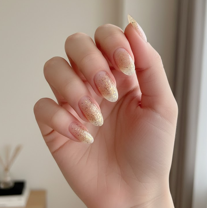 gold glitter nails