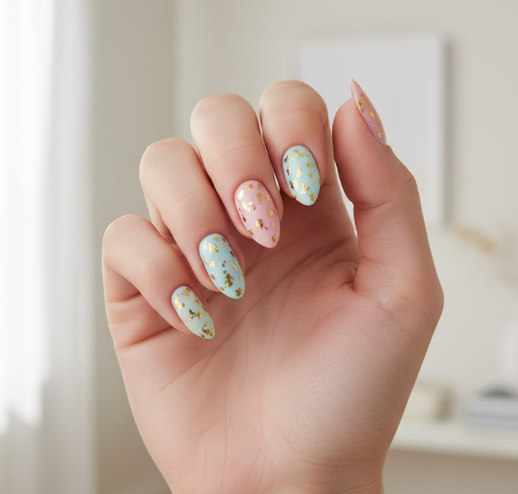gold glitter nails