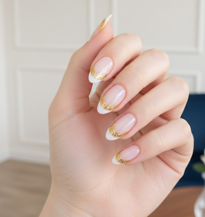 gold glitter nails