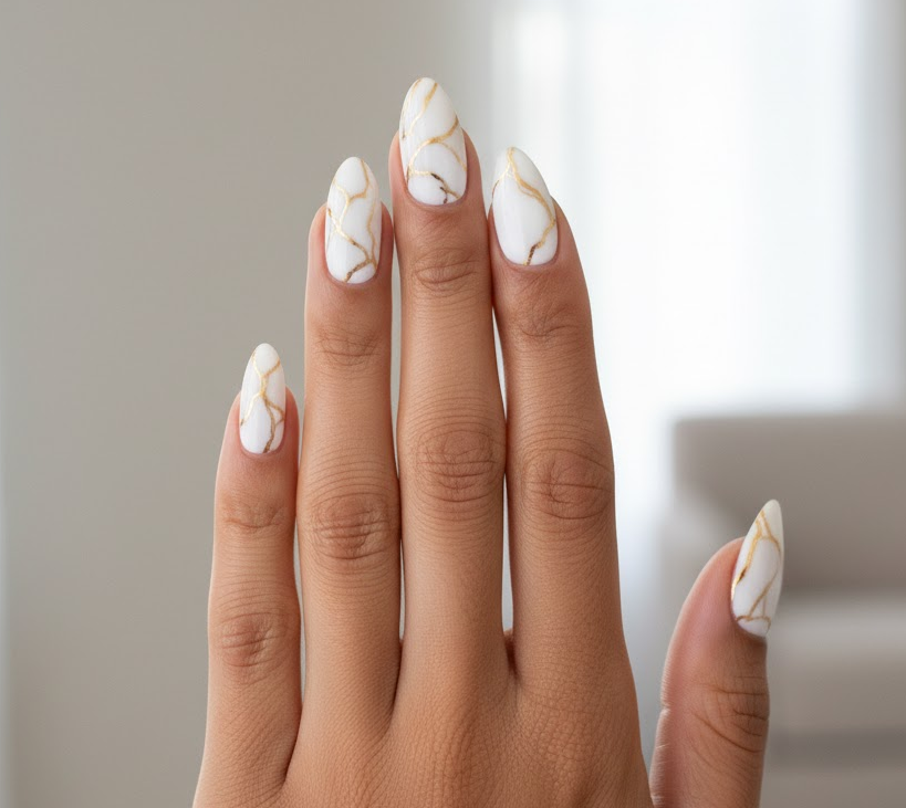 gold glitter nails
