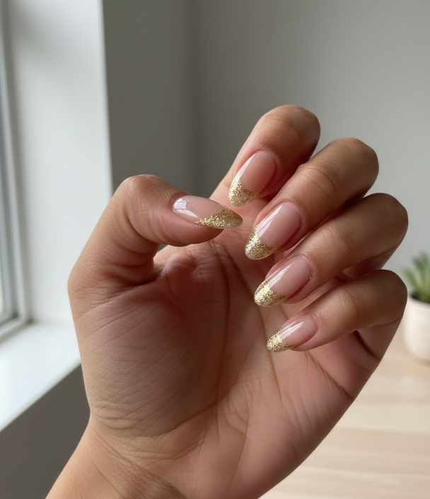 gold glitter nails