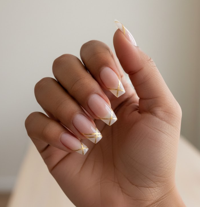 gold glitter nails