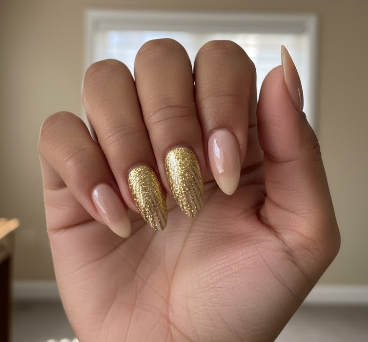 gold glitter nails