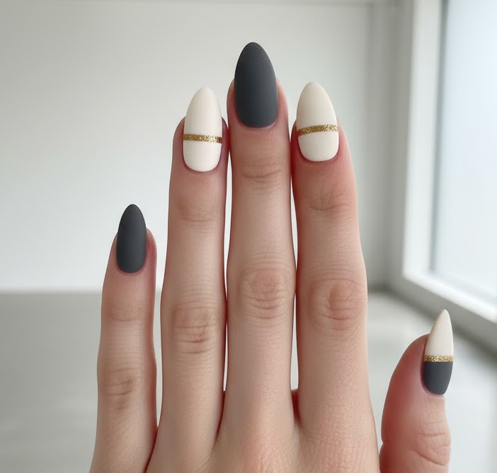 gold glitter nails